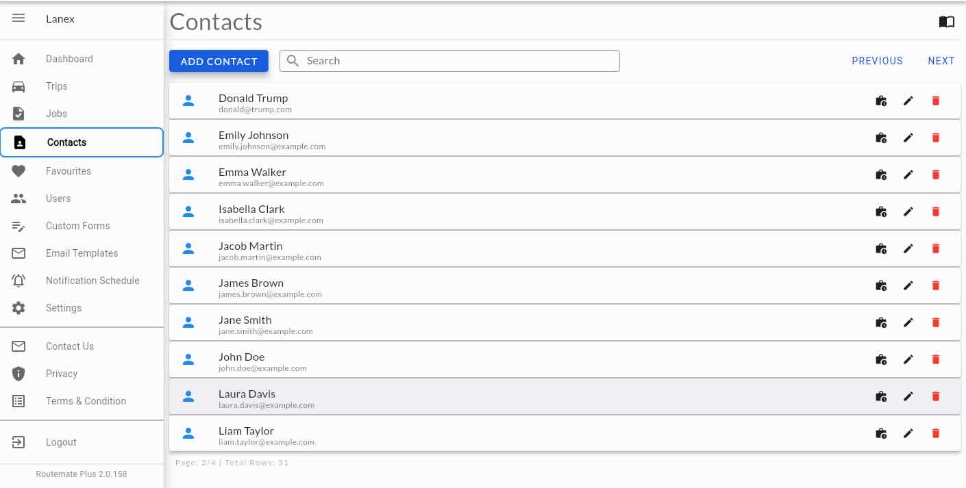Contact and customer management interface