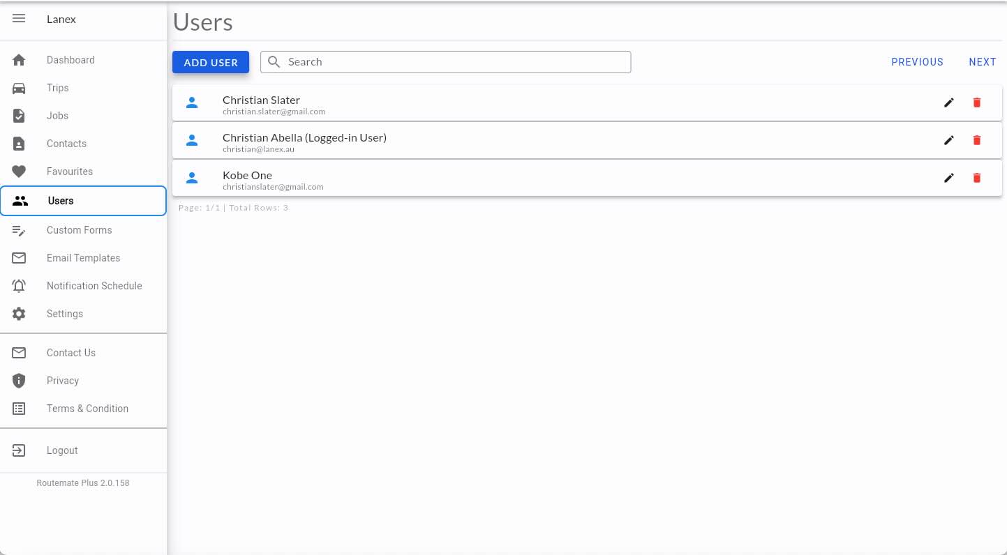 Company and user management interface